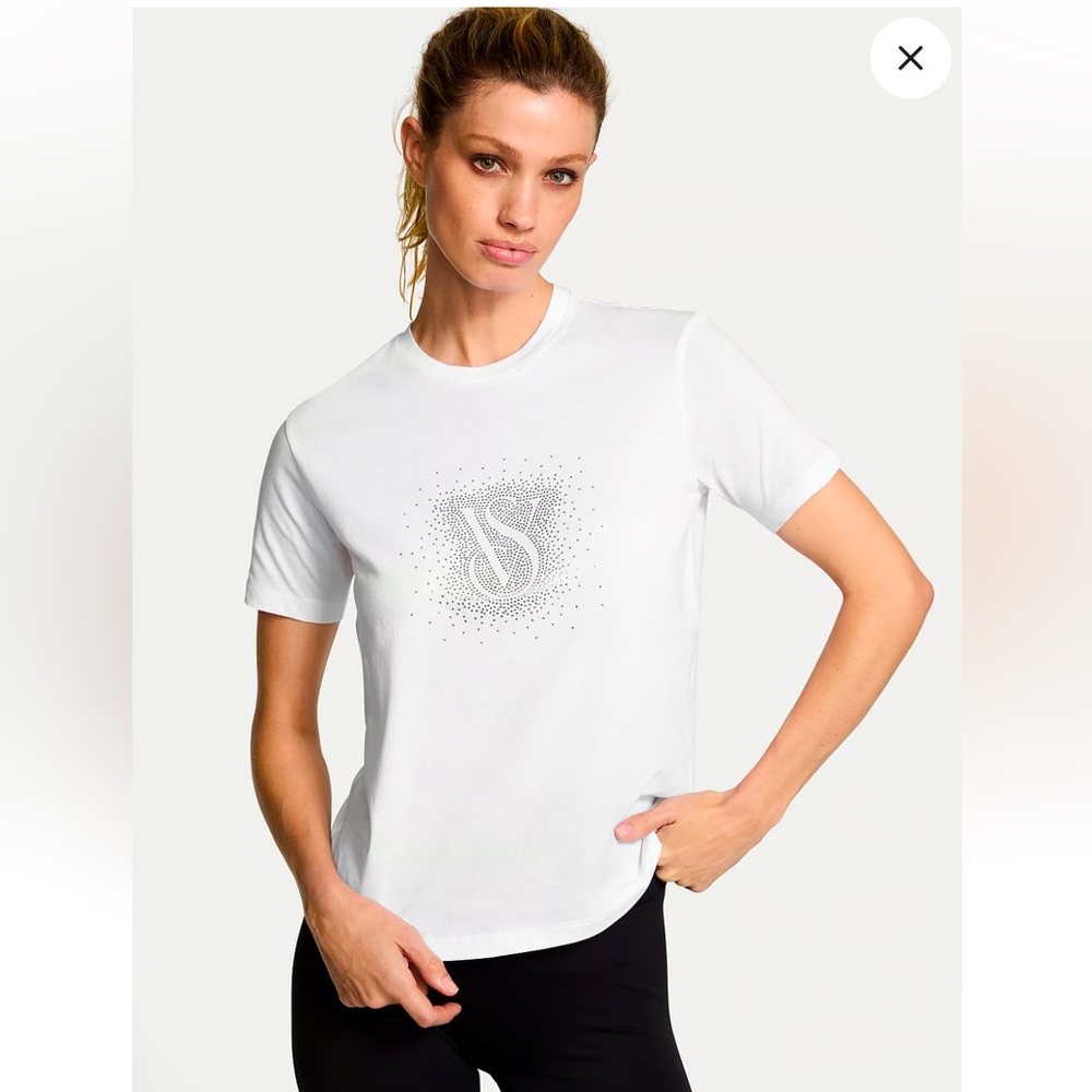 Victoria's Secret White Logo T-Shirt ,100% Cotton Perfect Tee , Size Medium